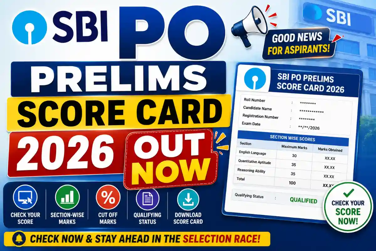 SBI PO Prelims Score Card 2026